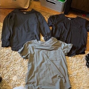 Little Bipsy Charcoal and Black Tshirt and black long sleeve tshirt